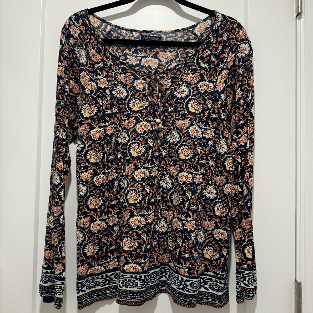 Lucky Brand long sleeve floral printed tunic size large
